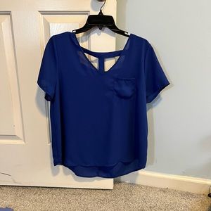 Lily white, Short Sleeve, Royal Blue Blouse